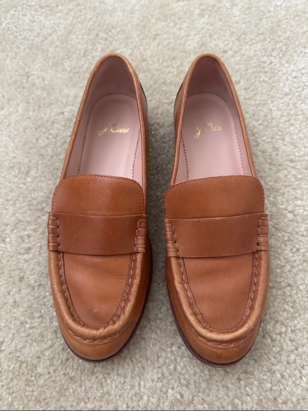 Women's Classic Leather Penny Loafers in Cognac